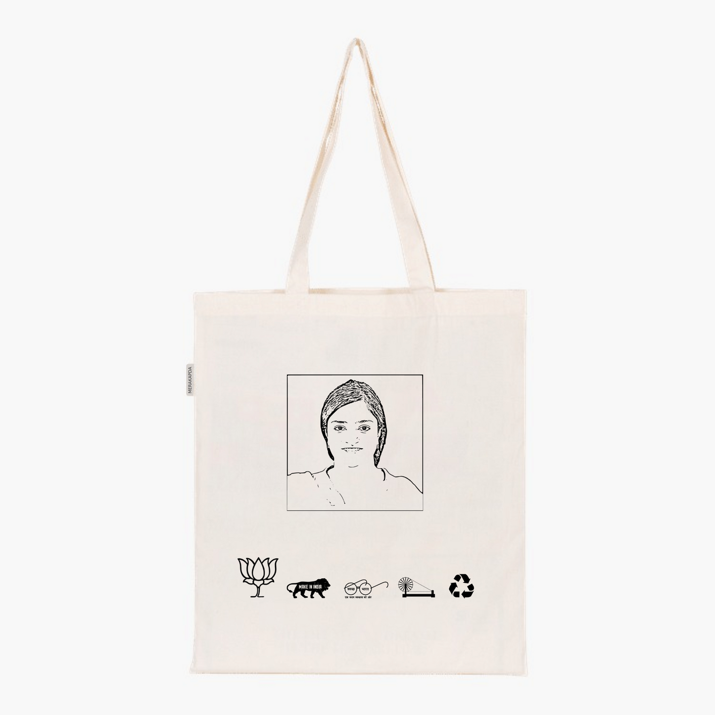 Printed Natural Tote Bag (Smt Poonamben Maadam)