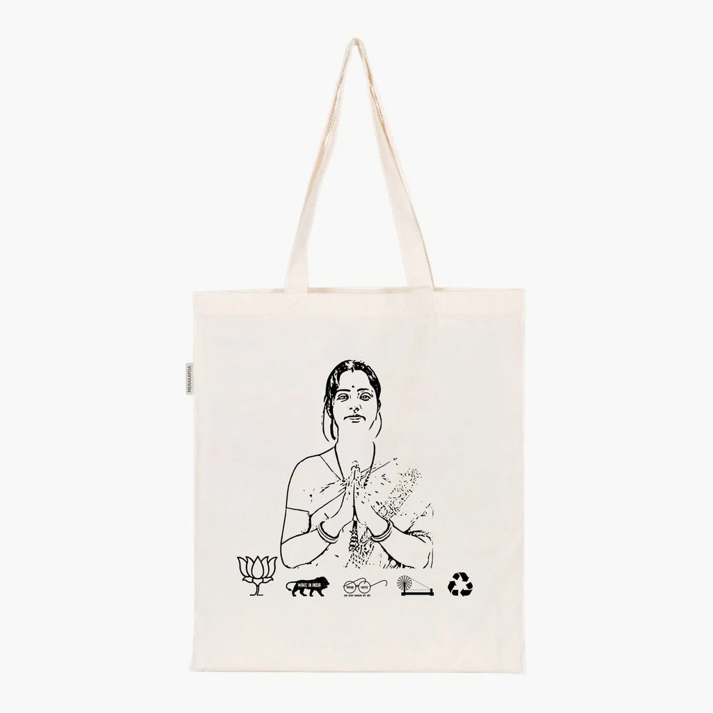 Printed Natural Tote Bag (Smt Priya Sahah) - MeraKapda