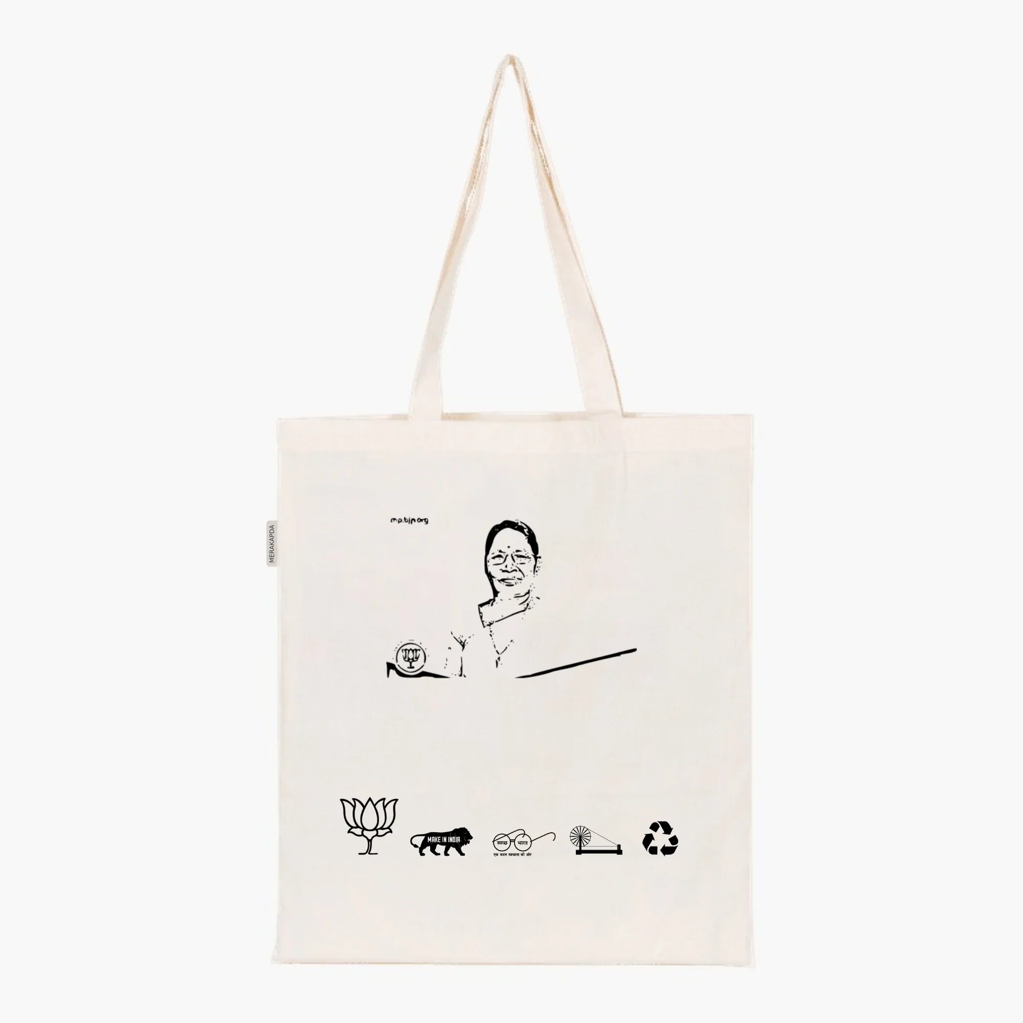 Printed Natural Tote Bag (Smt Sandhya Rai) - MeraKapda