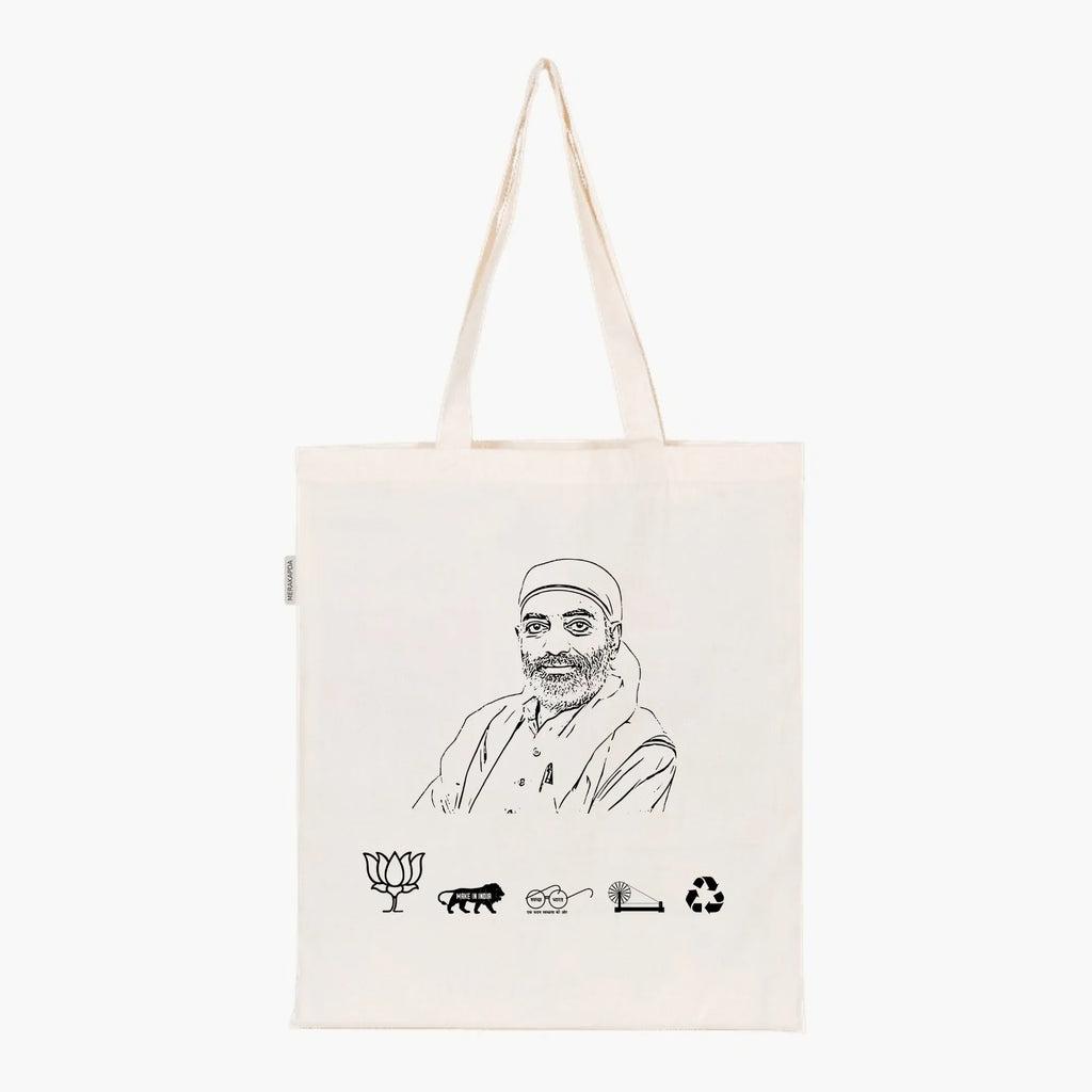 Printed Natural Tote Bag (Shri Darshan Singh Choudhary) - MeraKapda