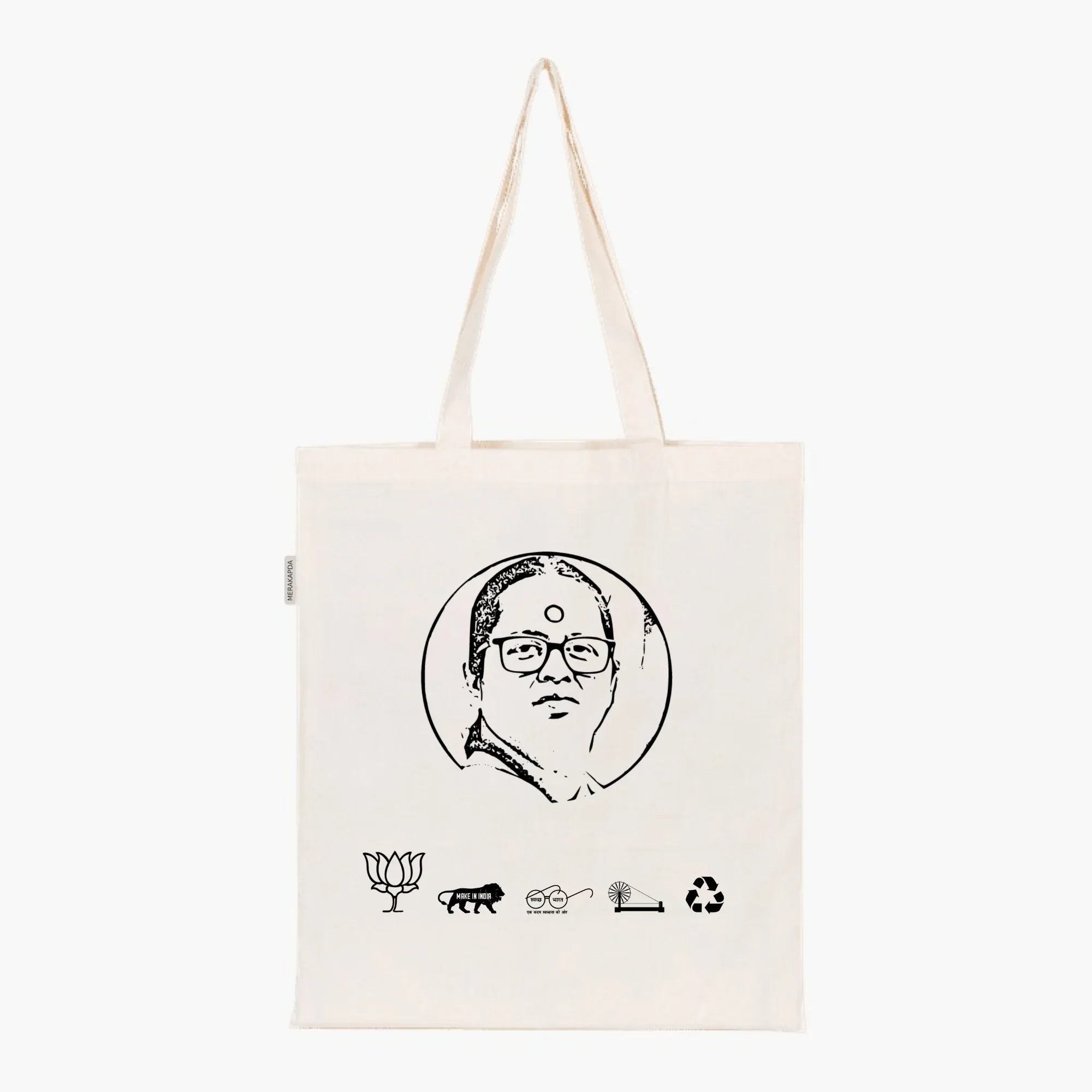 Printed Natural Tote Bag (Smt Syeerupa Mitra Chowdhury) - MeraKapda
