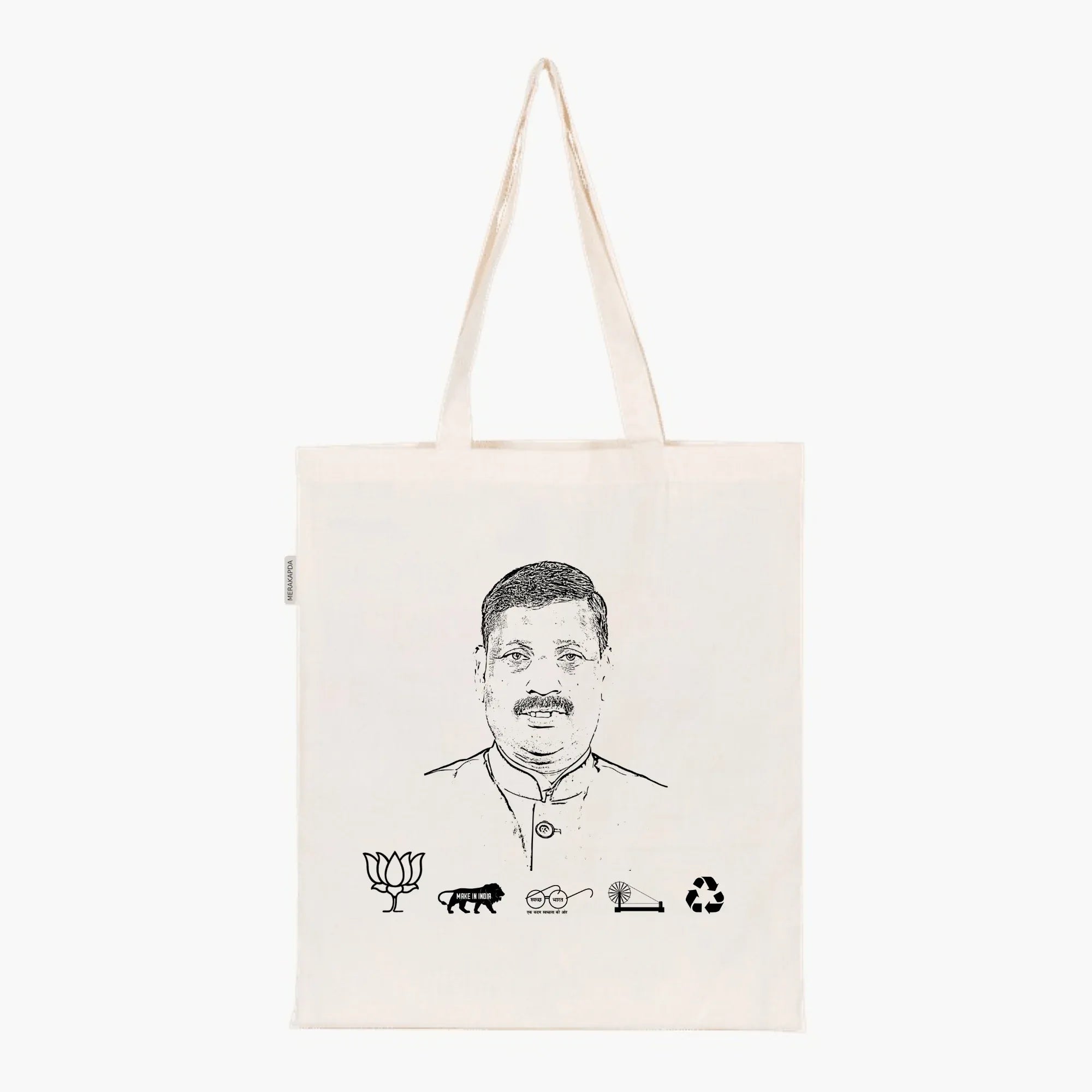 Printed Natural Tote Bag (Shri Dharmendra Kashyap) - MeraKapda