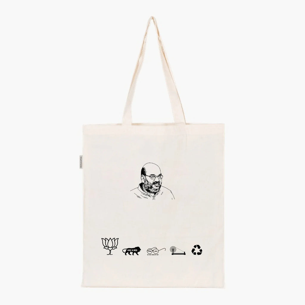 Printed Natural Tote Bag (Amit shah) - MeraKapda