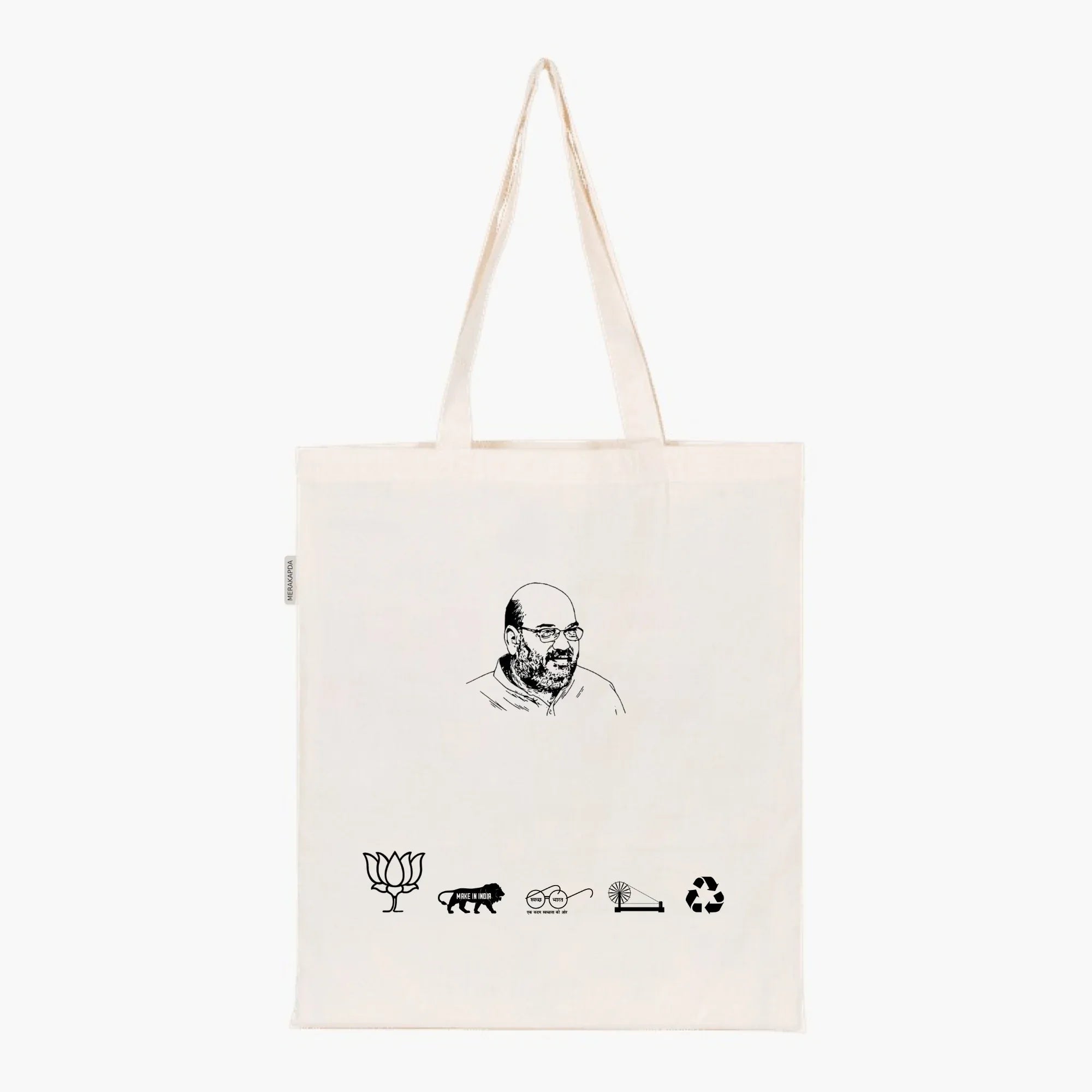 Printed Natural Tote Bag (Amit shah) - MeraKapda