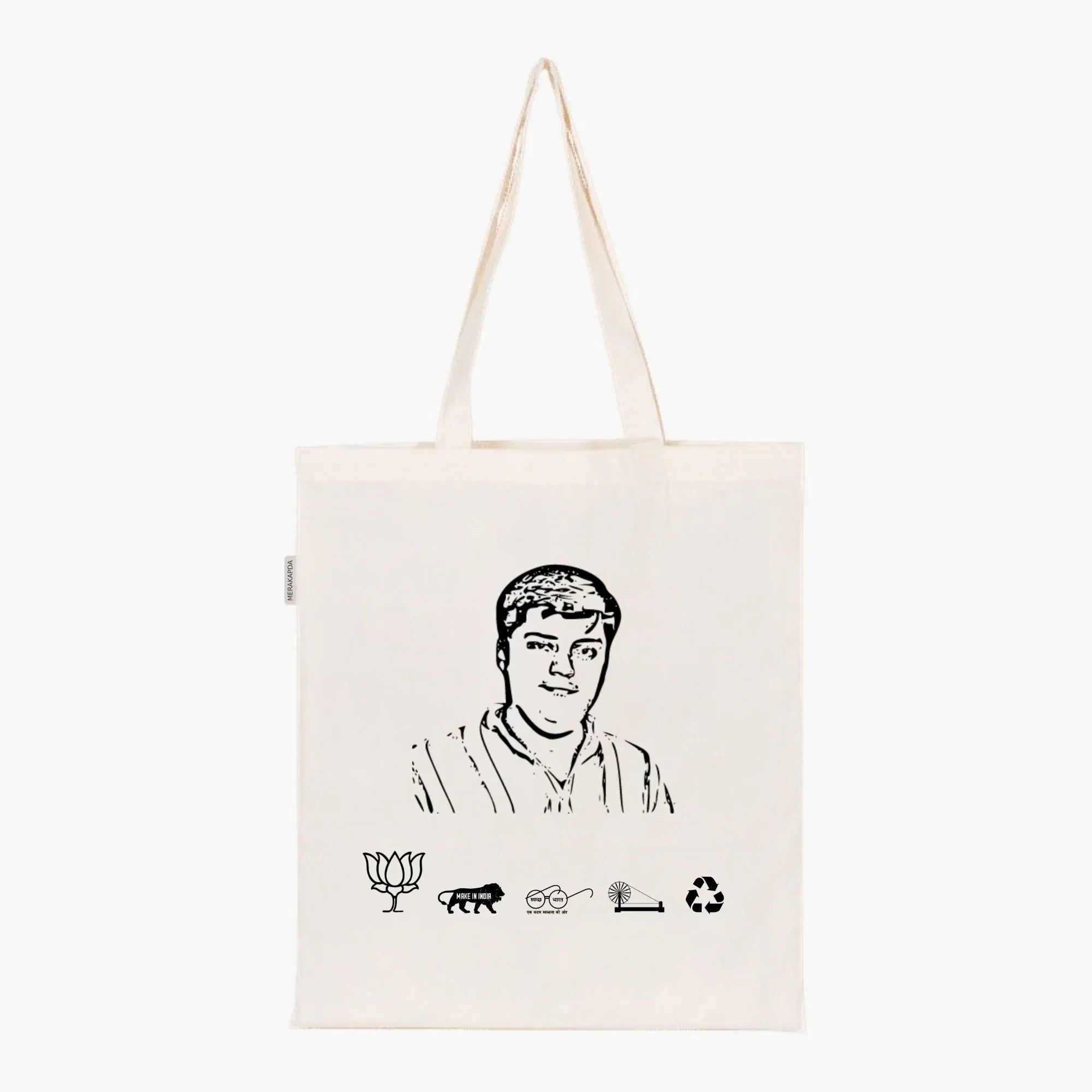 Printed Natural Tote Bag (Shri Dushyant Singh) - MeraKapda