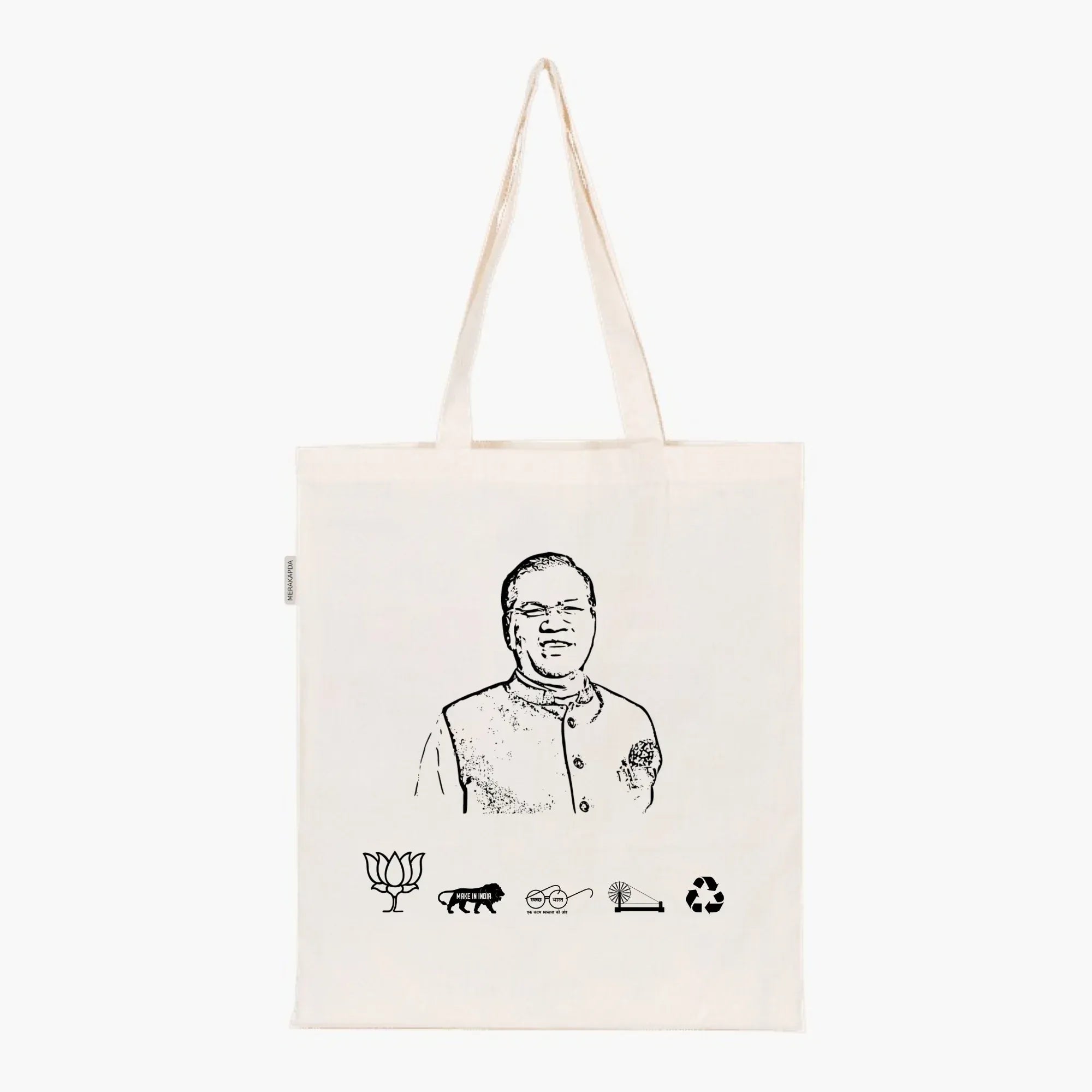 Printed Natural Tote Bag (Shri Faggan Singh Kulaste) - MeraKapda