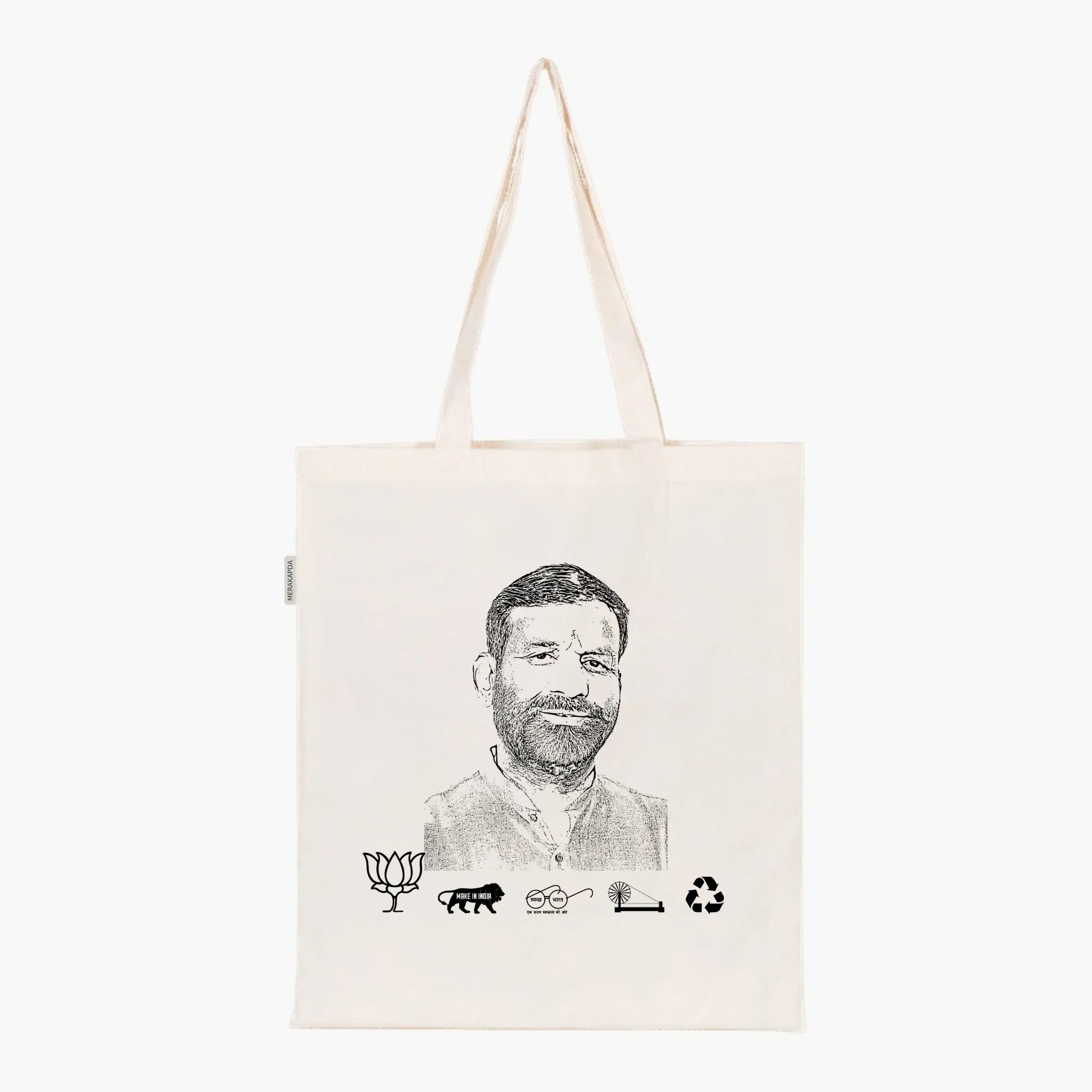 Printed Natural Tote Bag (Shri RK Singh Patel) - MeraKapda