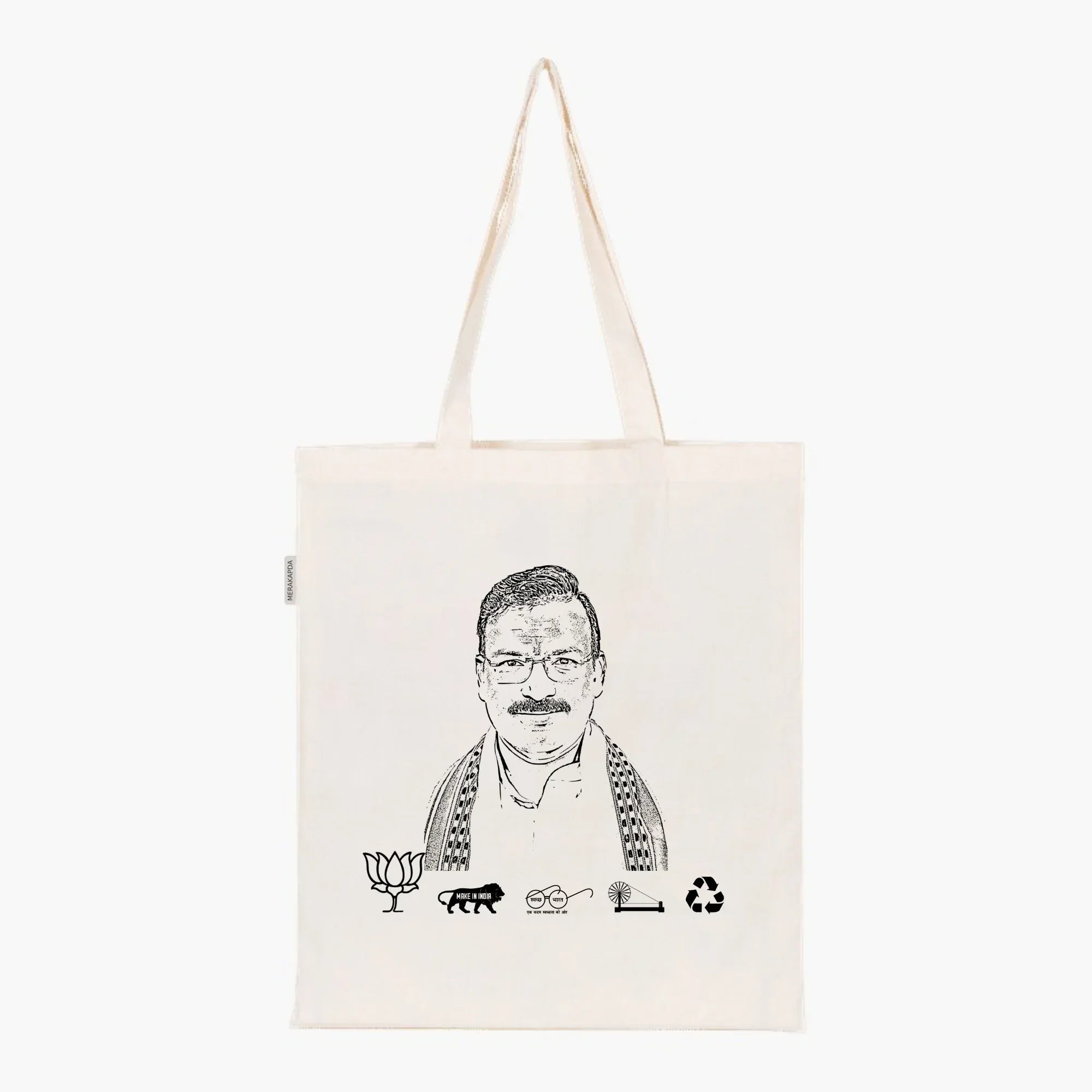 Printed Natural Tote Bag (Shri Gajendra Patel) - MeraKapda