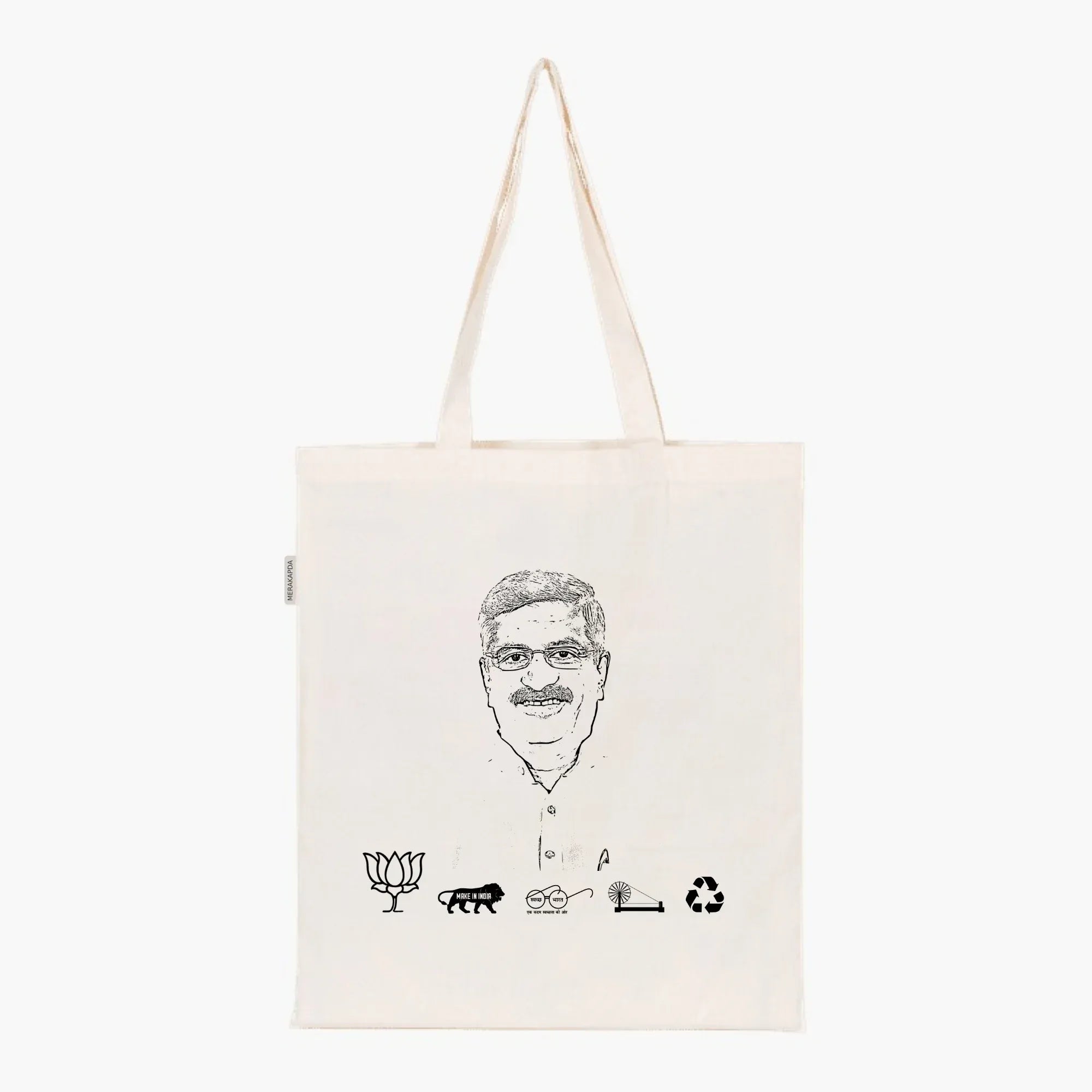 Printed Natural Tote Bag (Shri Gajendra Singh Shekhawat) - MeraKapda