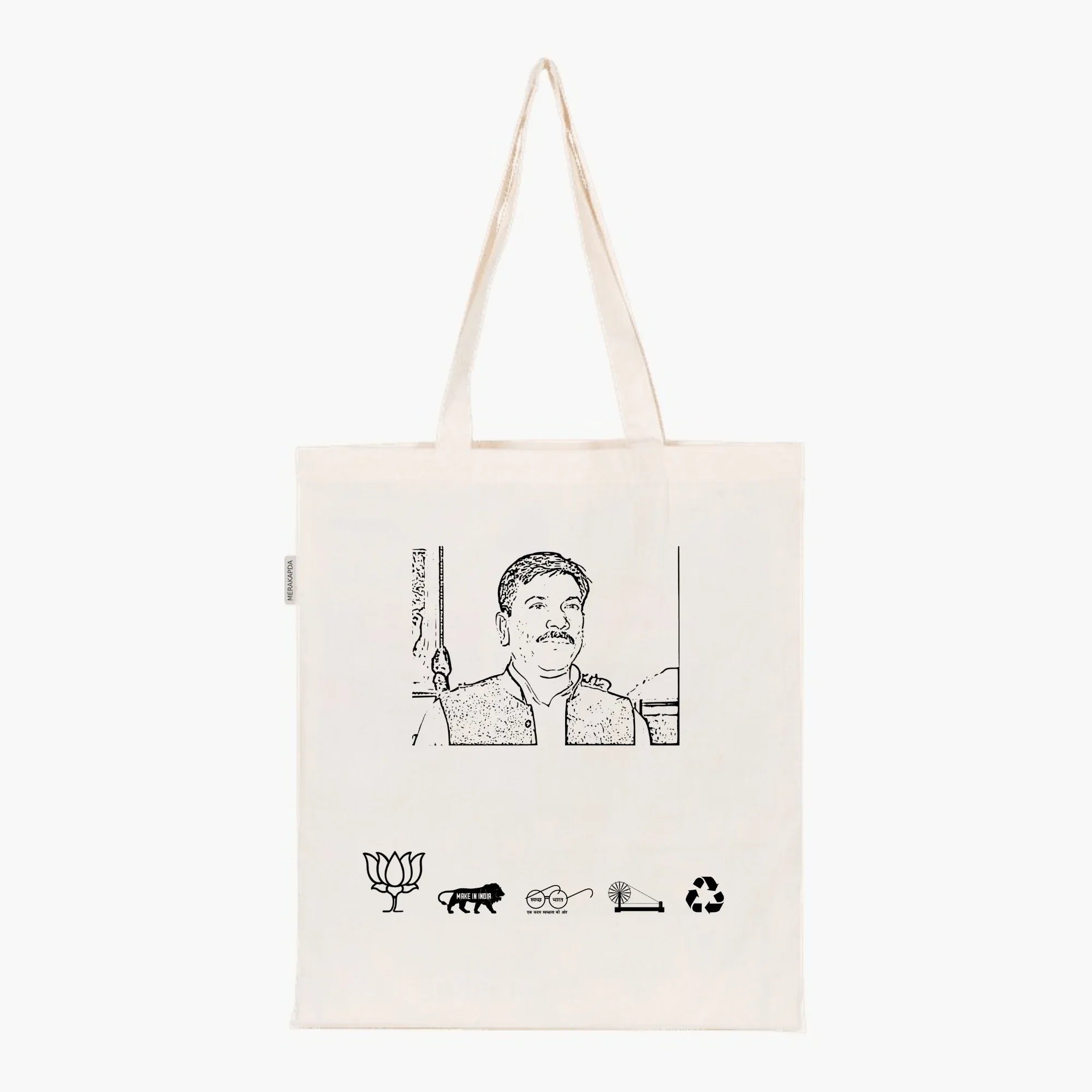 Printed Natural Tote Bag (Shri Ghanshyam Lodhi) - MeraKapda