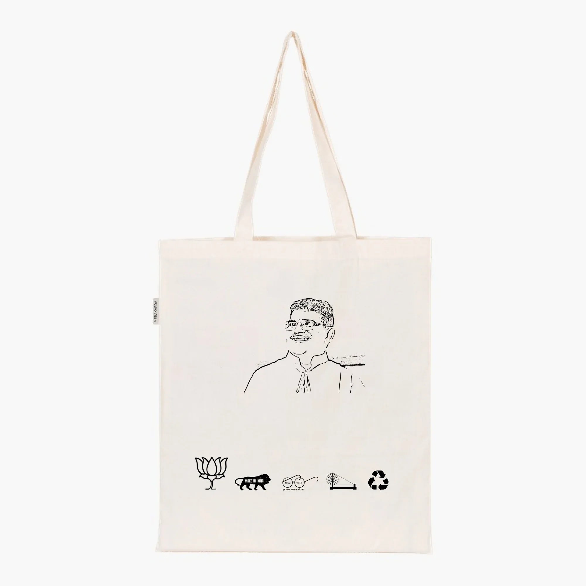Printed Natural Tote Bag (Shri Gyaneshwar Patil) - MeraKapda