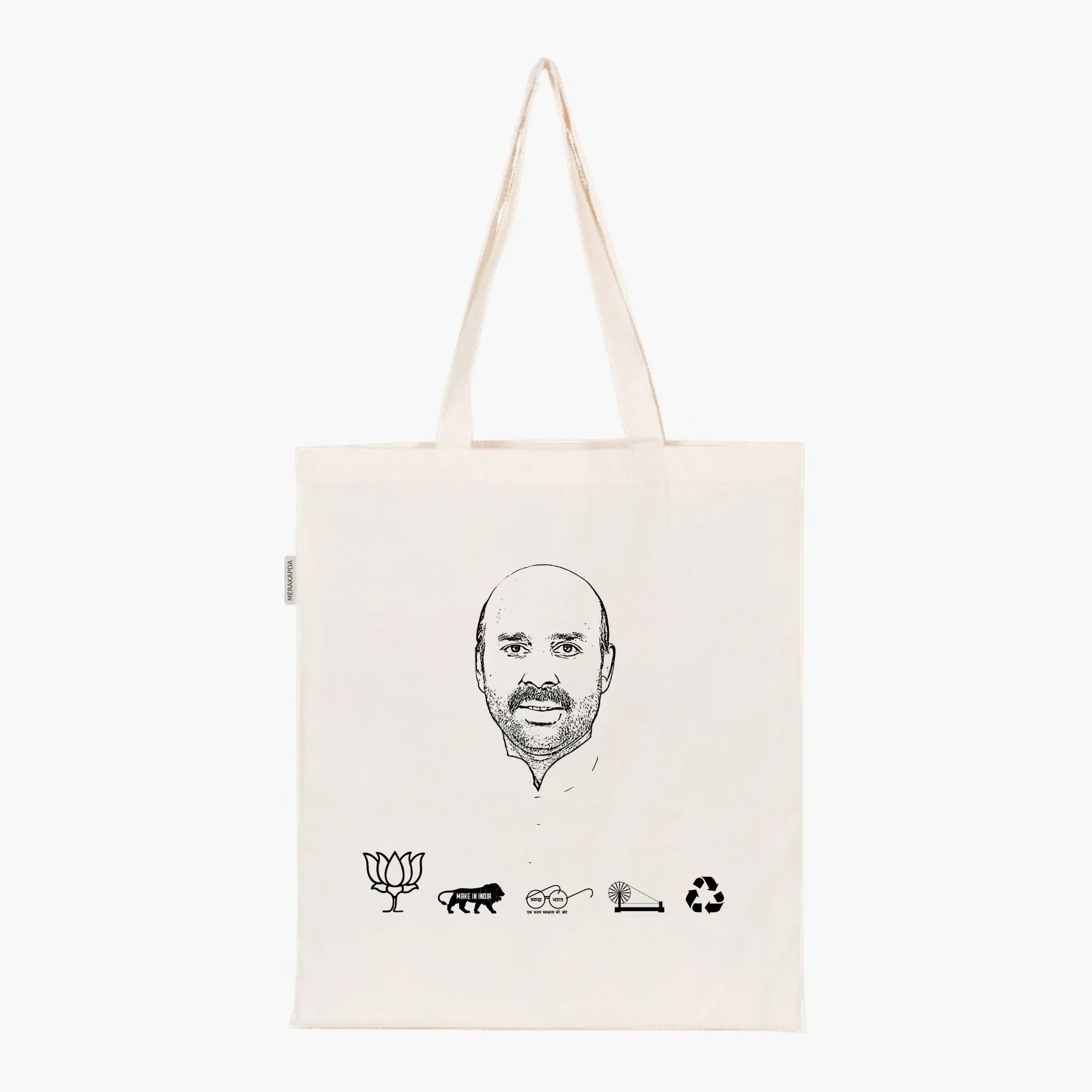 Printed Natural Tote Bag (Shri Harish Dwivedi) - MeraKapda