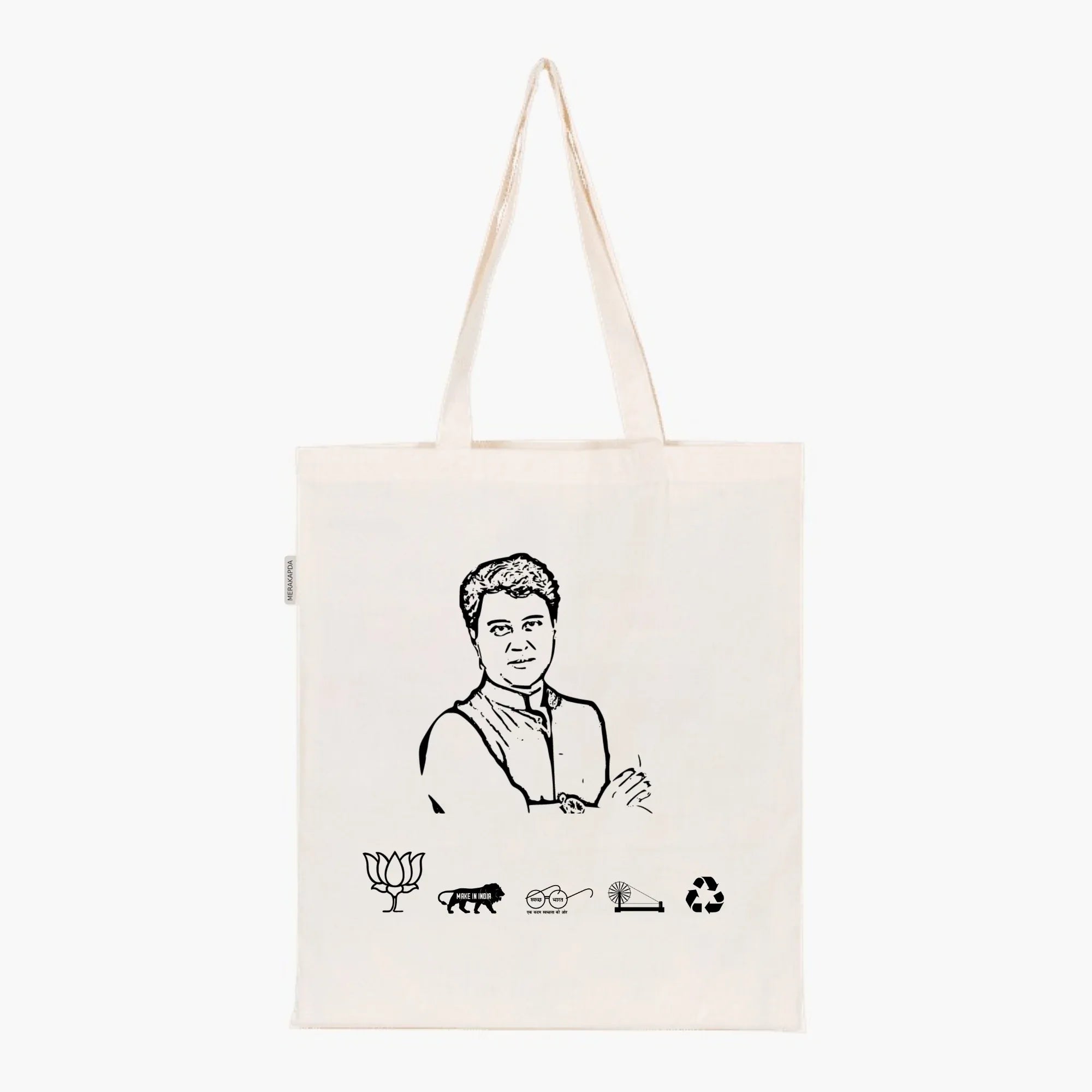 Printed Natural Tote Bag (Shri Jyotiraditya Scindia) - MeraKapda