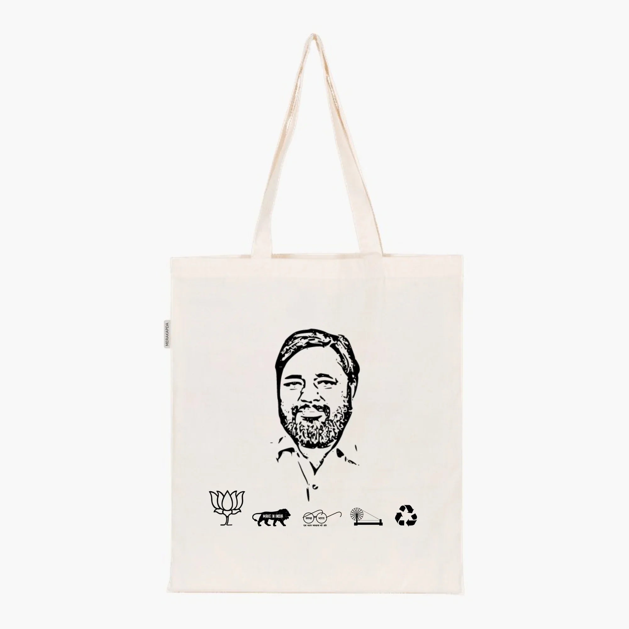 Printed Natural Tote Bag (Shri Kaushal Kishore) - MeraKapda
