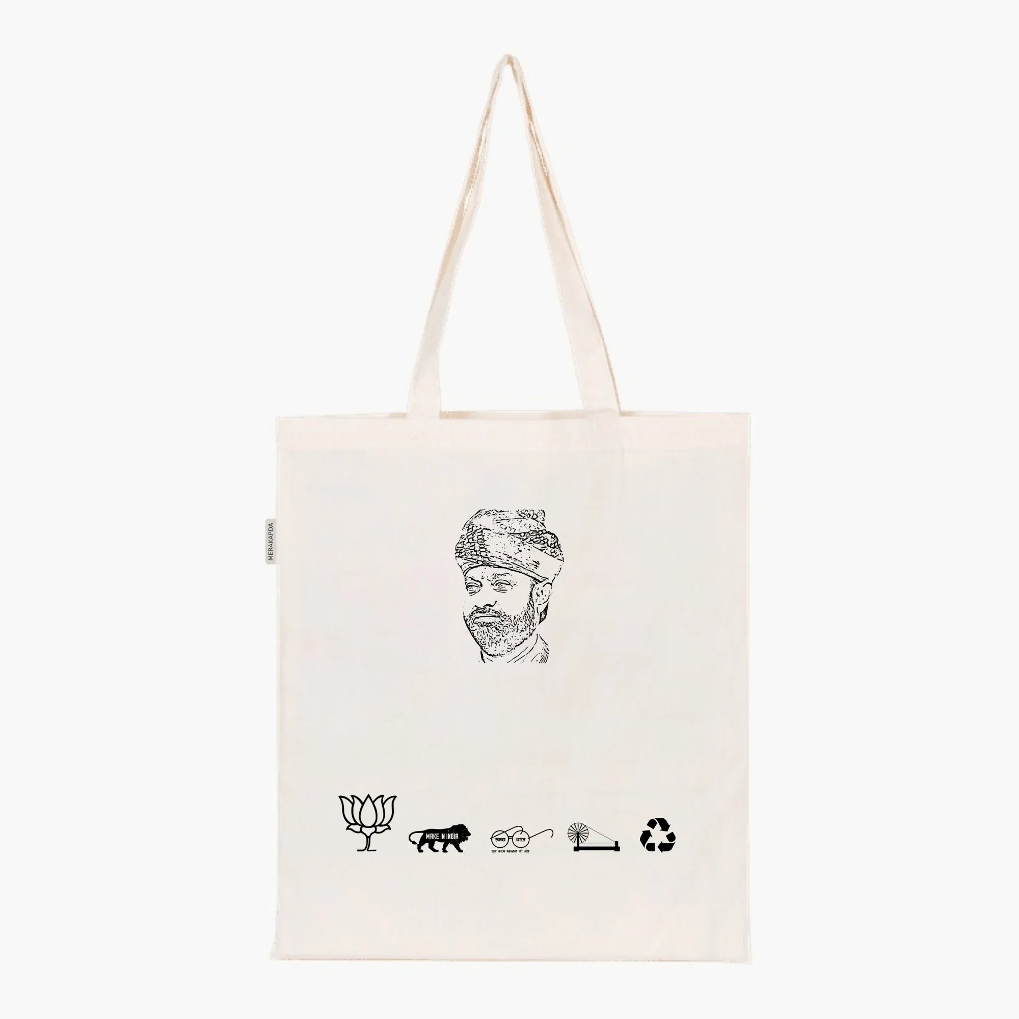 Printed Natural Tote Bag (Shri Mahendra Malviya) - MeraKapda