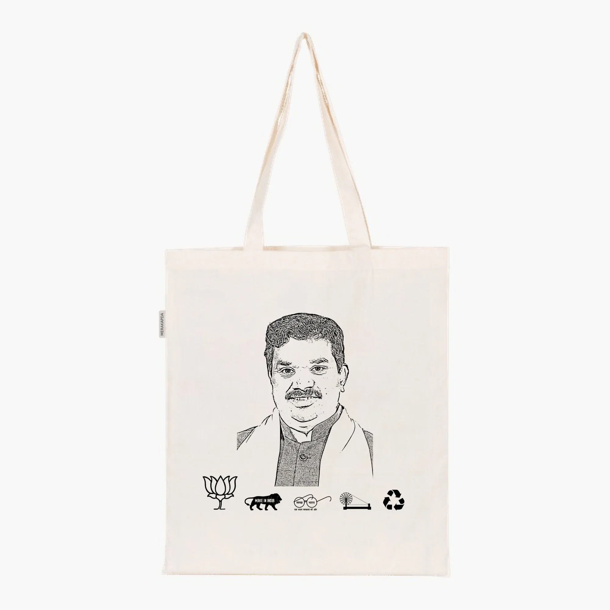 Printed Natural Tote Bag (Shri Mahendra Singh Solanki) - MeraKapda