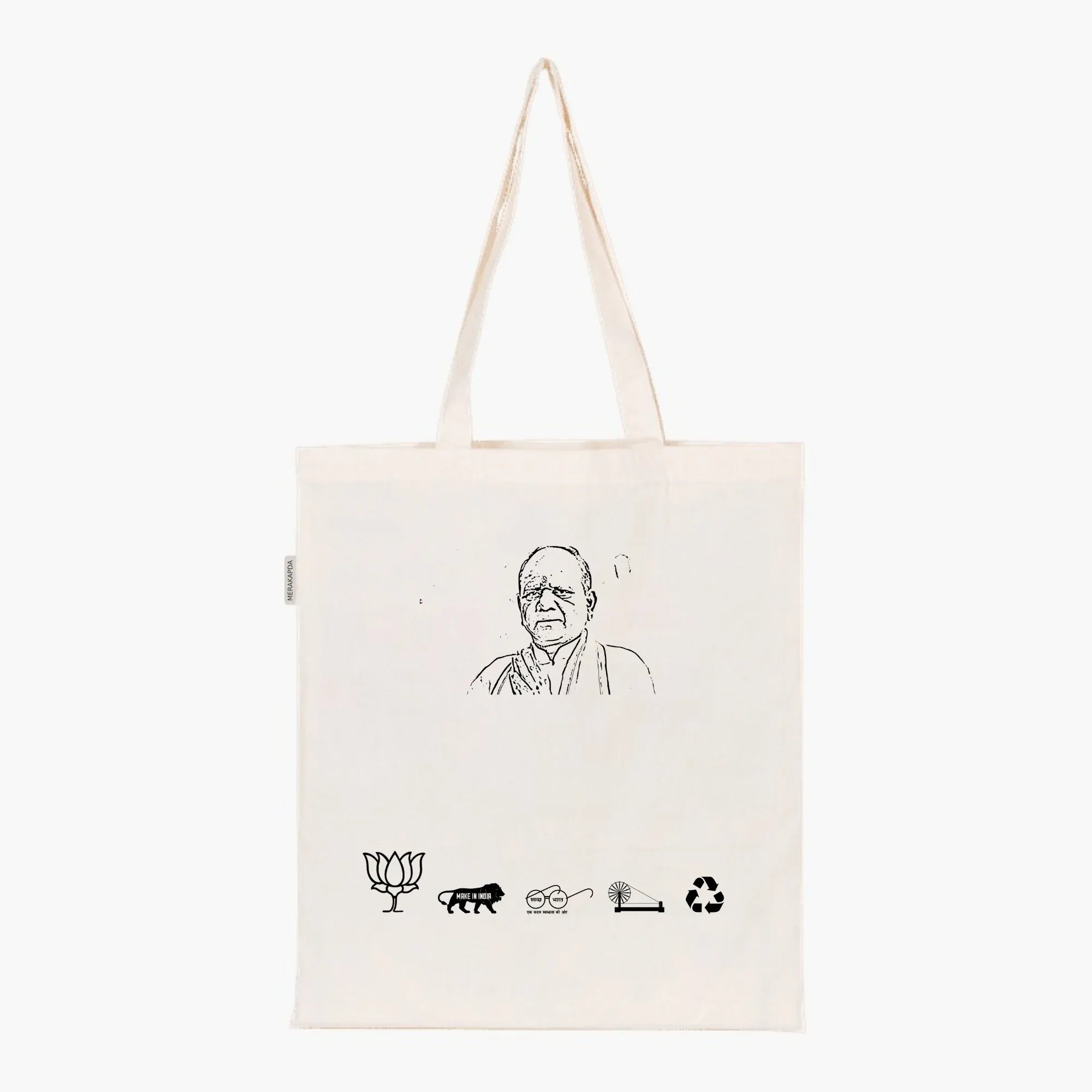 Printed Natural Tote Bag (Shri Mansukhbhai Vasava) - MeraKapda
