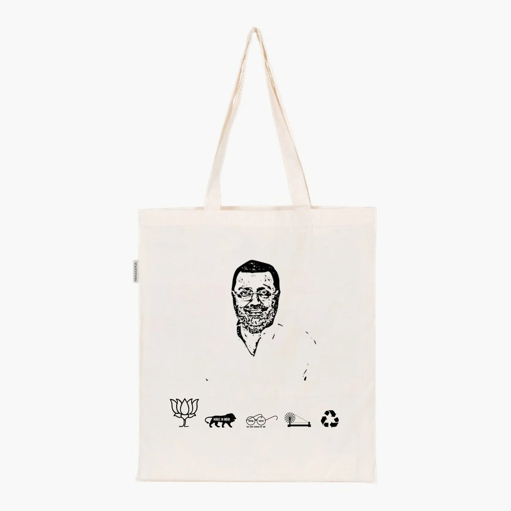 Printed Natural Tote Bag (Shri Nishikant Dubey) - MeraKapda