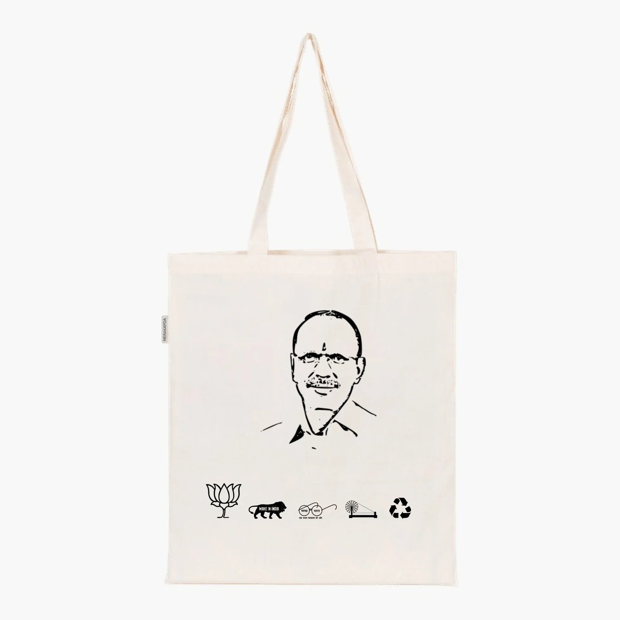 Printed Natural Tote Bag (Shri Parameshvar Lal Saini) - MeraKapda