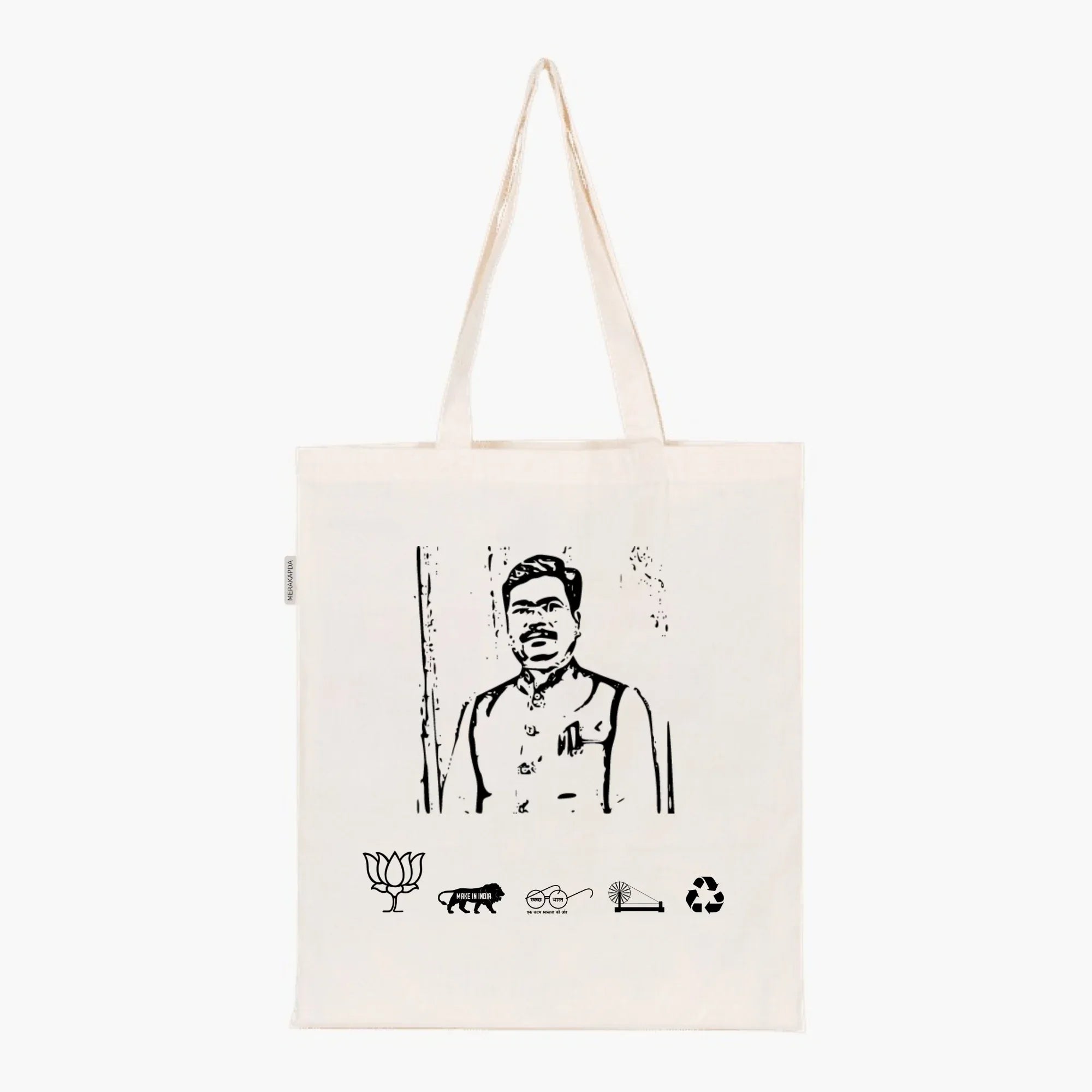 Printed Natural Tote Bag (Shri Samir Oraon) - MeraKapda