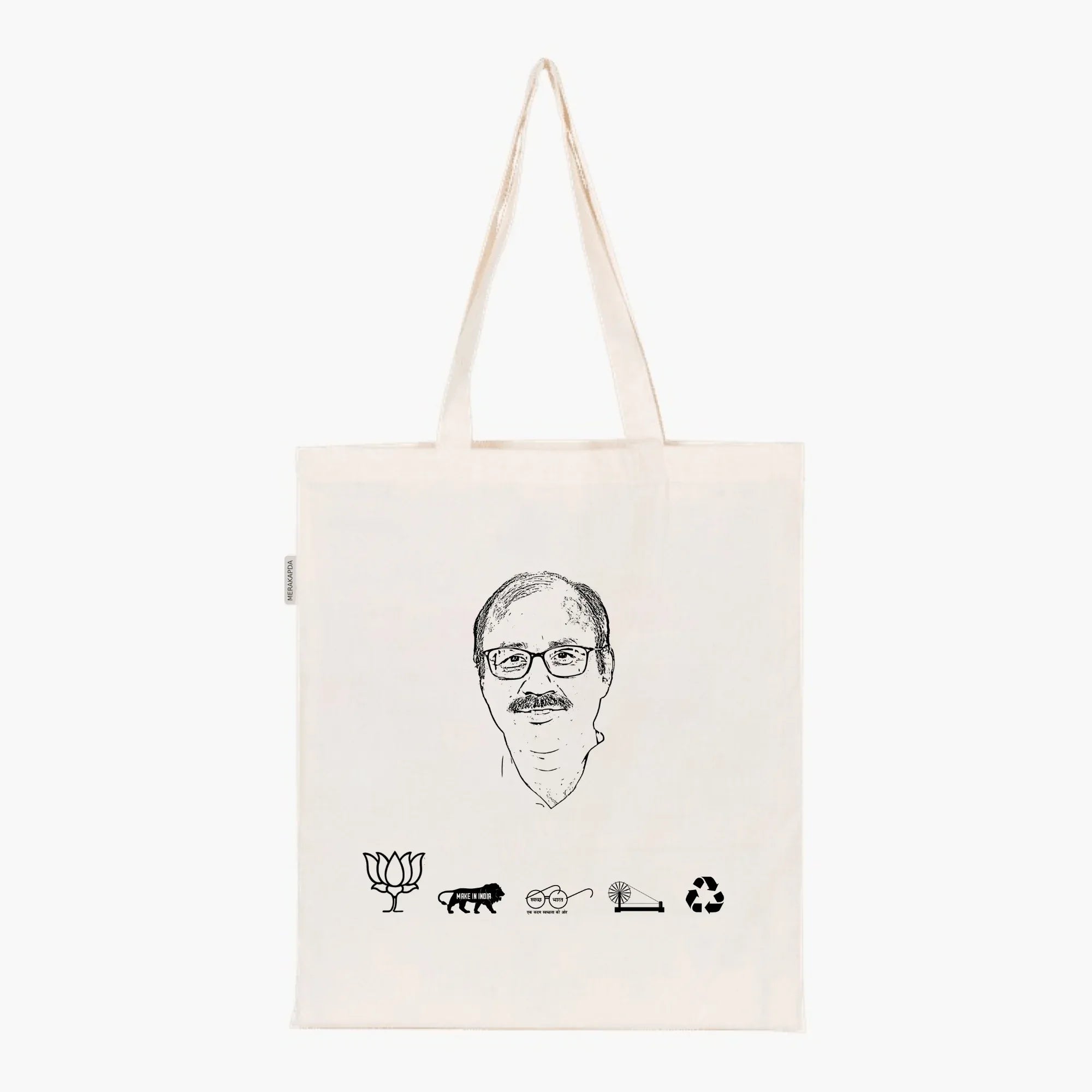 Printed Natural Tote Bag (Shri Pradeep Kumar) - MeraKapda