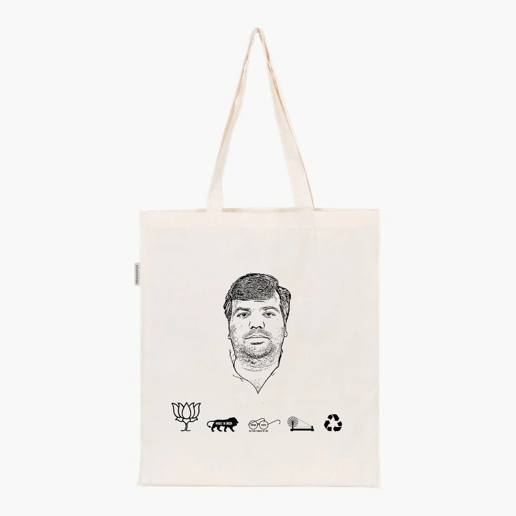 Printed Natural Tote Bag (Shri Praveen Kumar Nishad) - MeraKapda