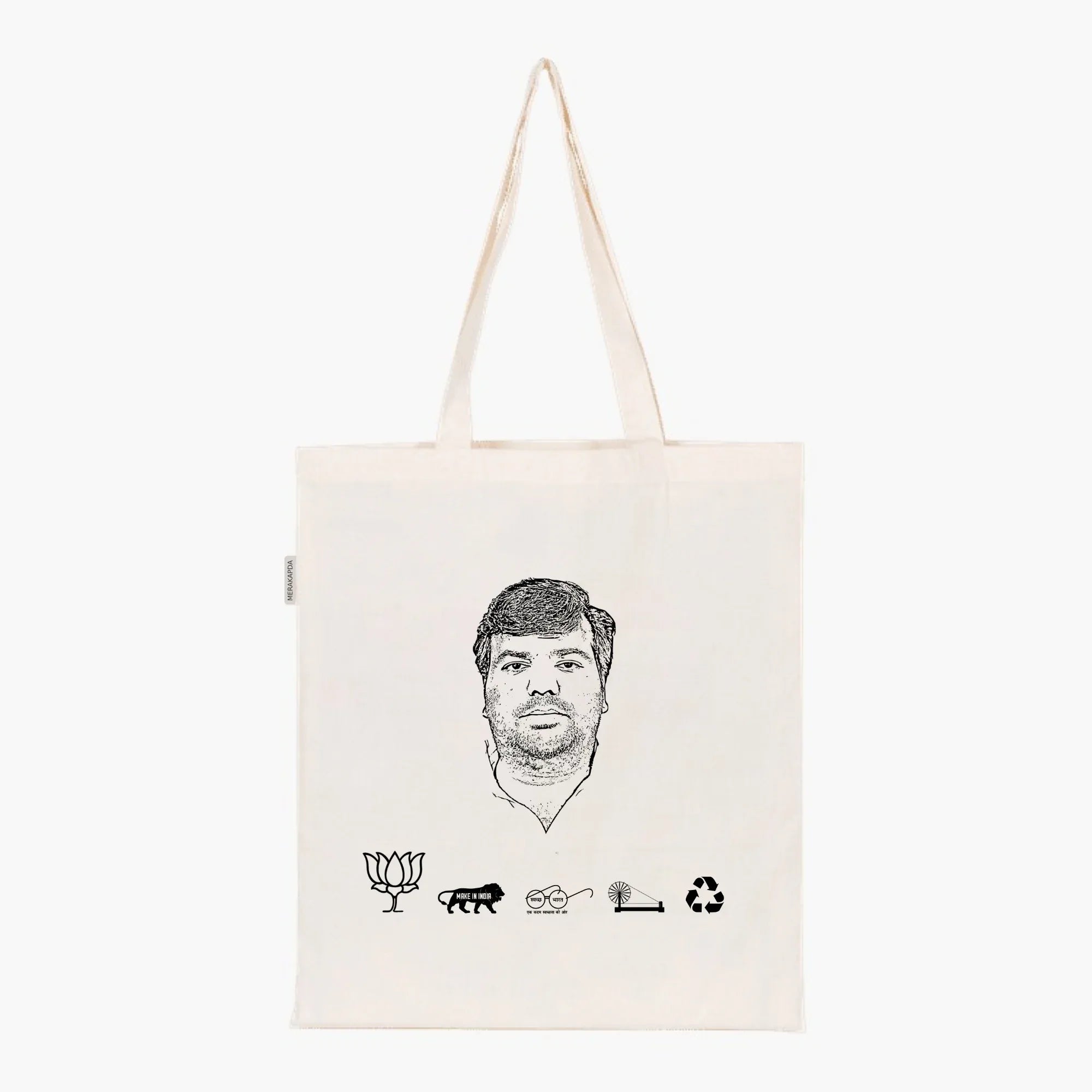 Printed Natural Tote Bag (Shri Praveen Kumar Nishad) - MeraKapda