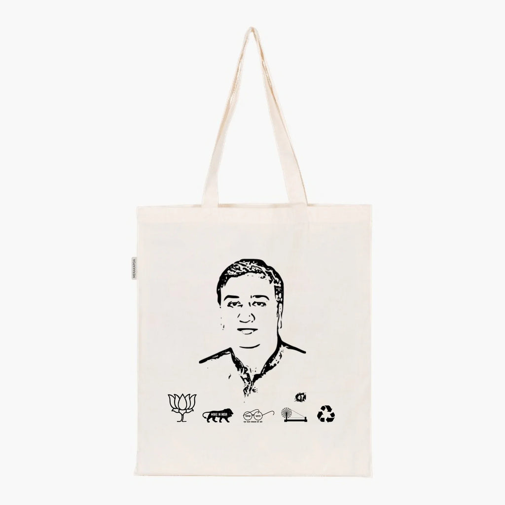 Printed Natural Tote Bag (Shri Rahul Lodhi) - MeraKapda