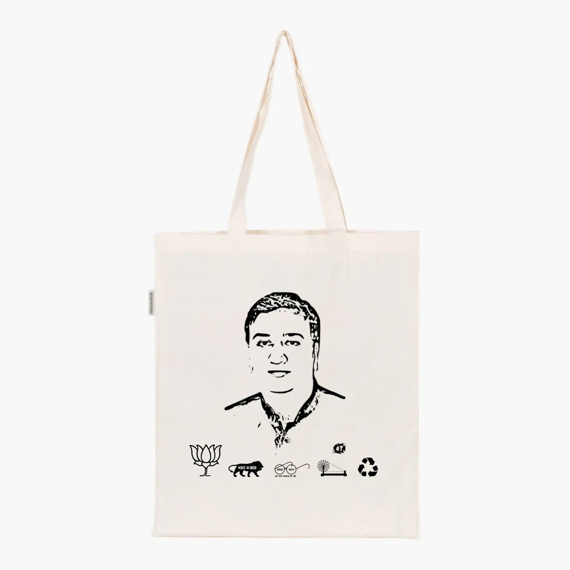 Printed Natural Tote Bag (Shri Rahul Lodhi) - MeraKapda