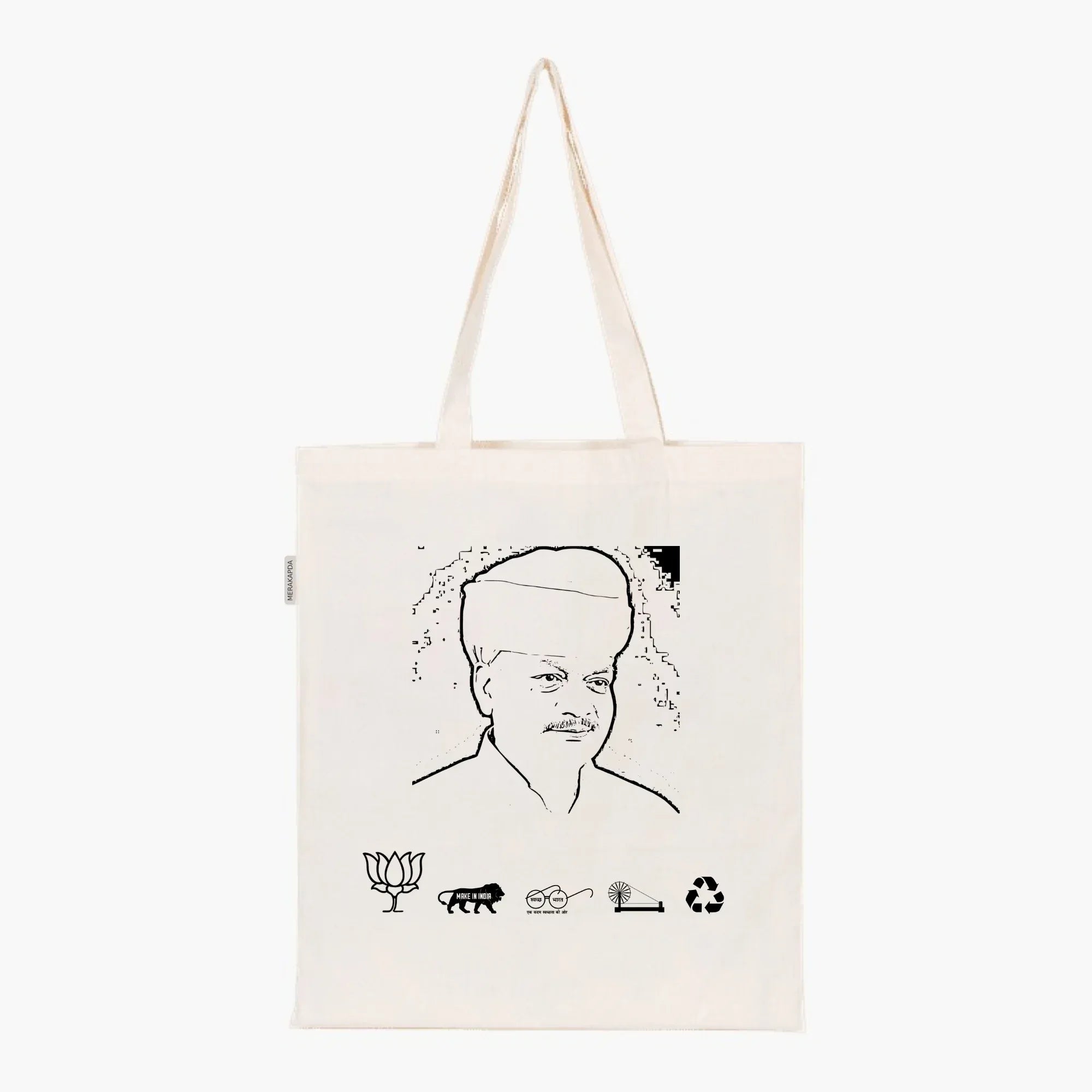 Printed Natural Tote Bag (Damodar Agarwal) - MeraKapda