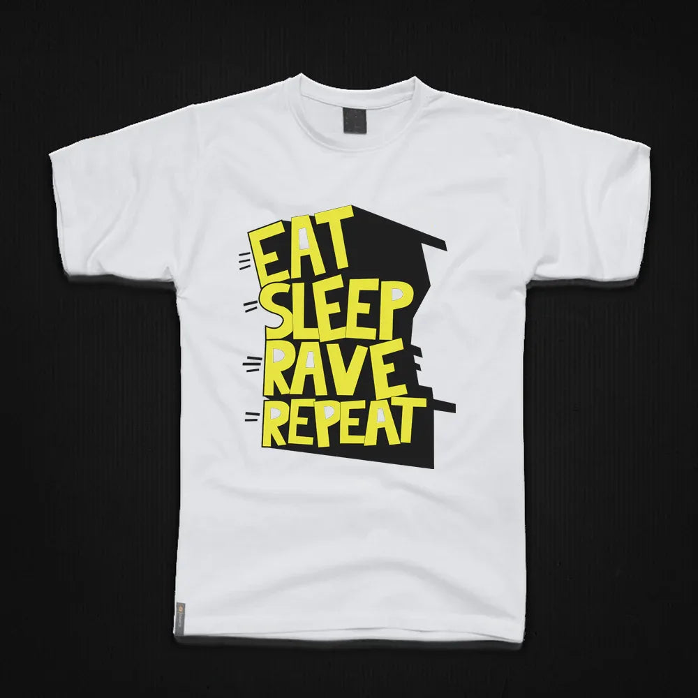 Round Neck T-Shirt - eat-sleep-rave-T - MeraKapda