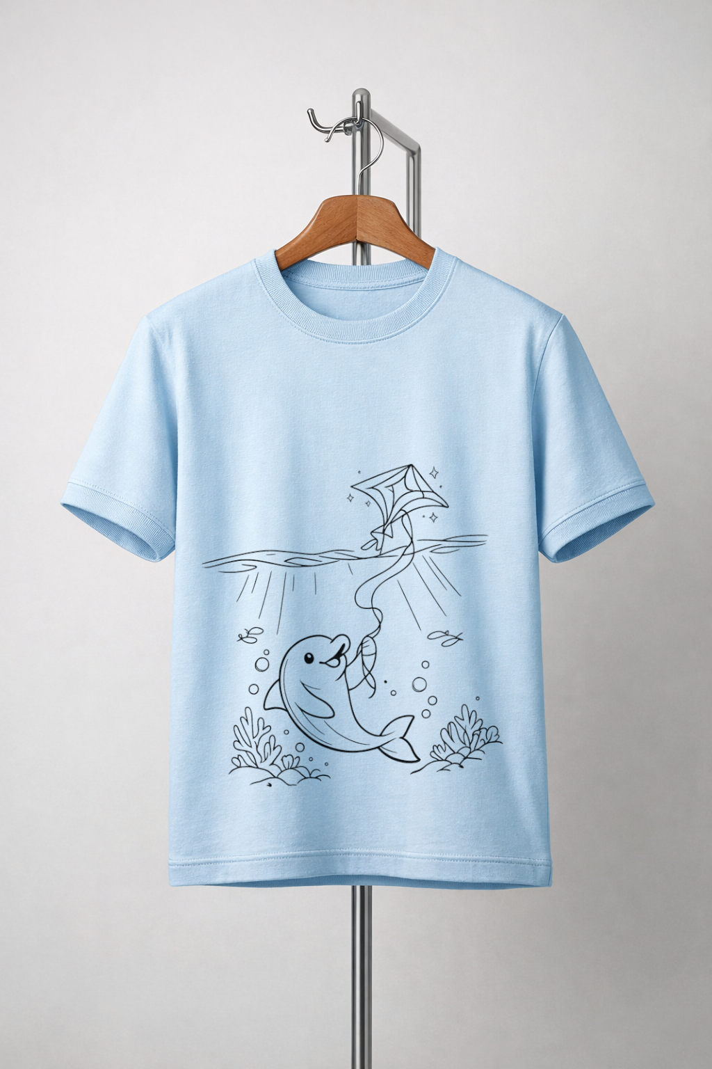 Dolphin Kite Graphic T-Shirt – Minimal Playful Design
