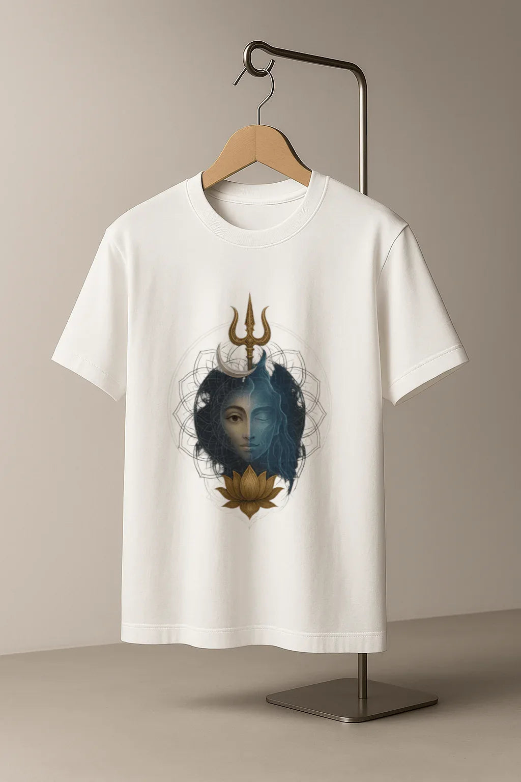 Shiv Shakti Celestial Union T-Shirt – Divine Balance Series (White) - MeraKapda