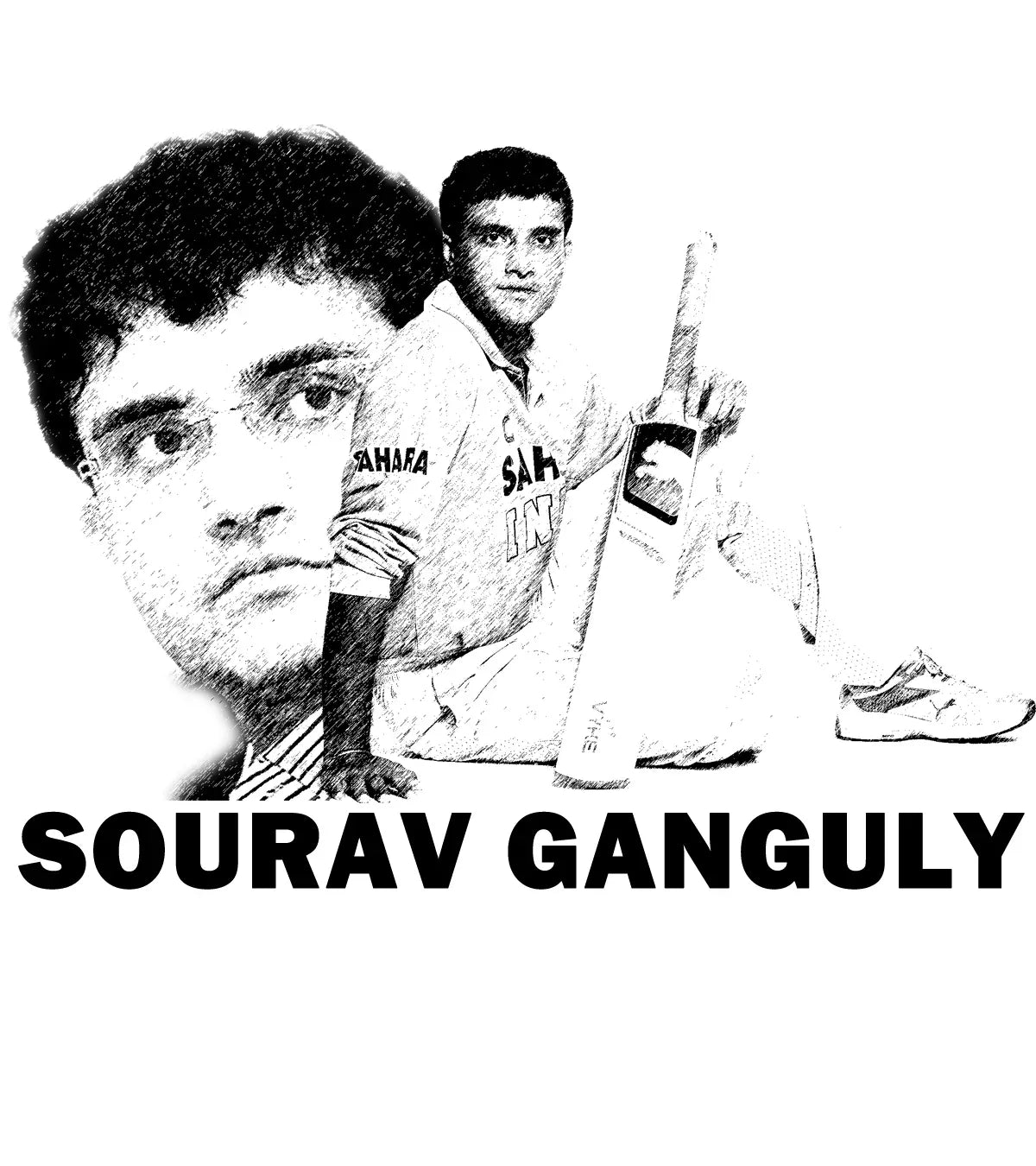 Round Neck T-Shirt - sourav ganguly - MeraKapda